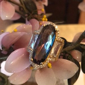 Vintage 925 mystic topaz & topaz ring